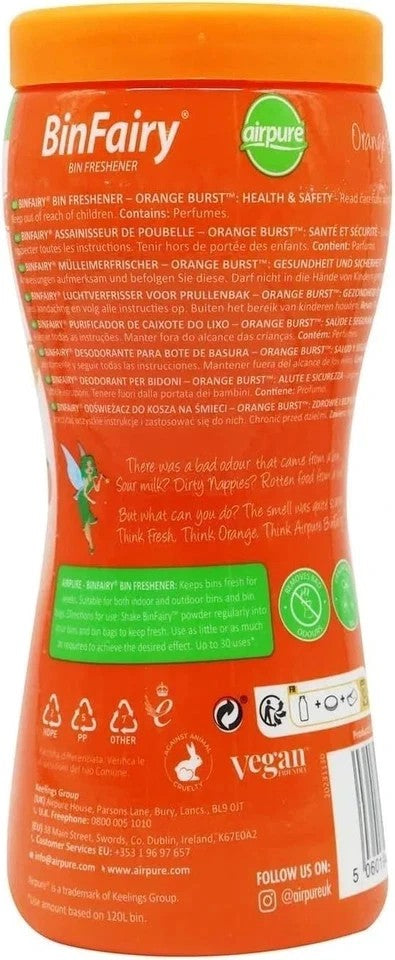 Airpure Bin Fairy Freshener Odour Eliminator Orange Burst 500g Airpure Bin Fairy Freshener Odour Eliminator Orange Burst 500g